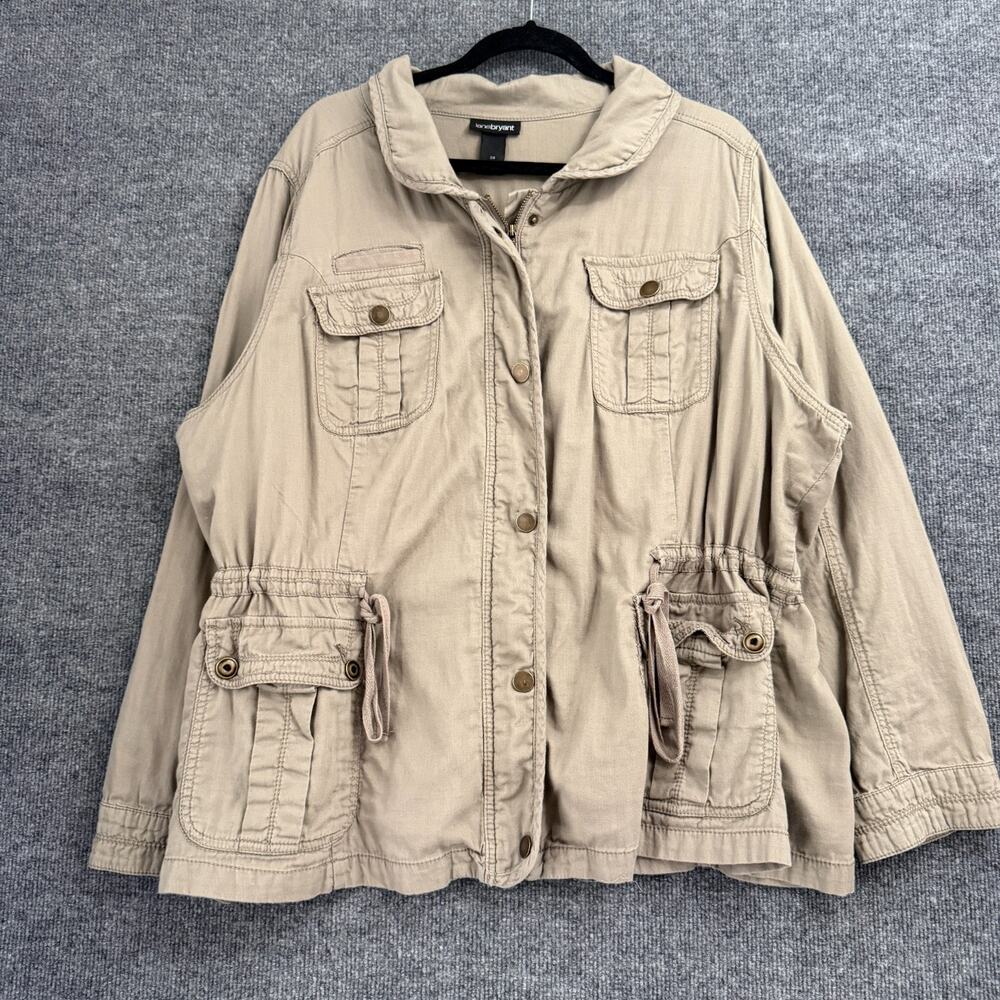 Lane Bryant Womens Olive Green Anorak Utility Jacket Plus Size 26 100% Cotton